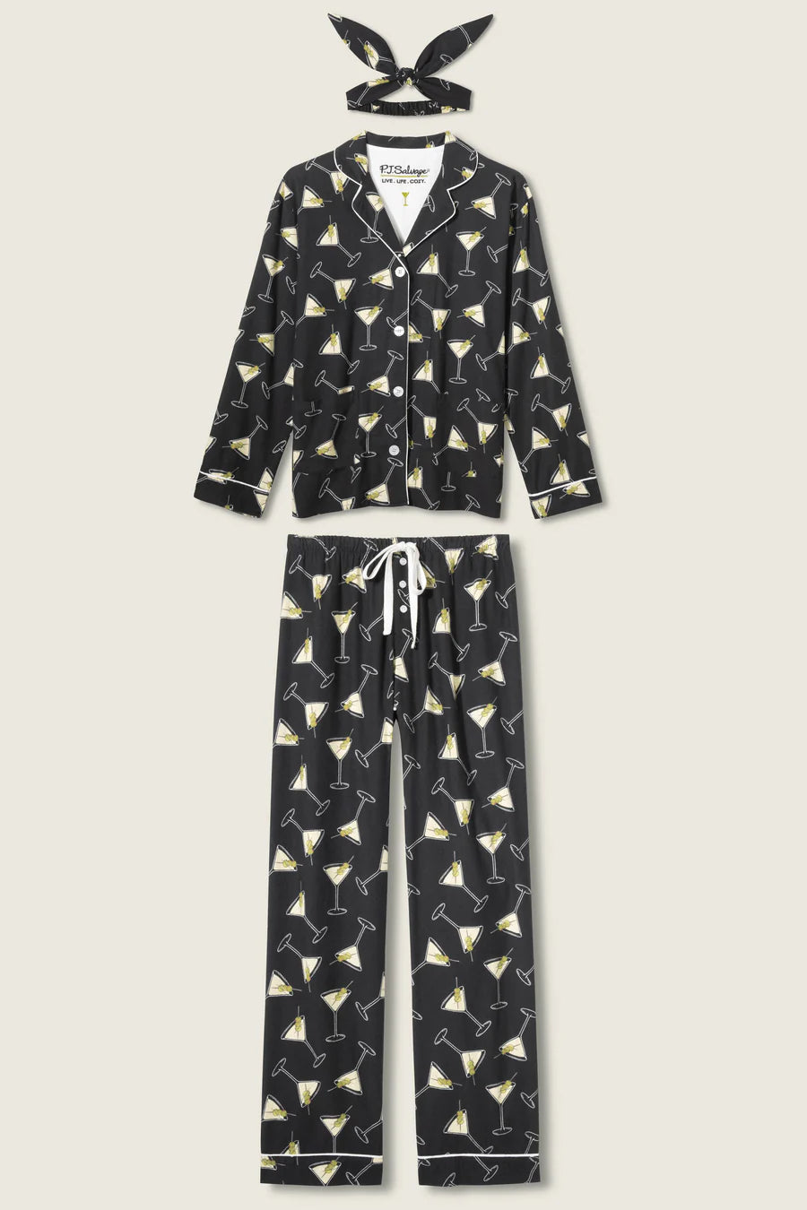 PJ Salvage Merrier With A Martini 3-Piece Flannel PJ Set