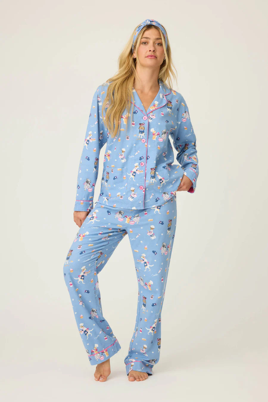 PJ Salvage  Baked Woof Love Dog Print 3-Piece Flannel PJ Set
