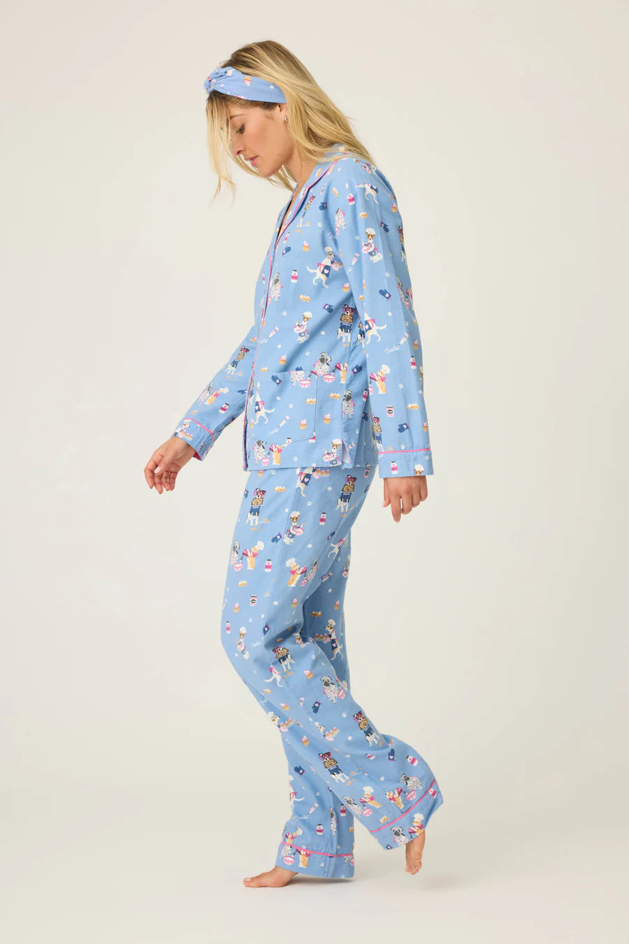 PJ Salvage  Baked Woof Love Dog Print 3-Piece Flannel PJ Set