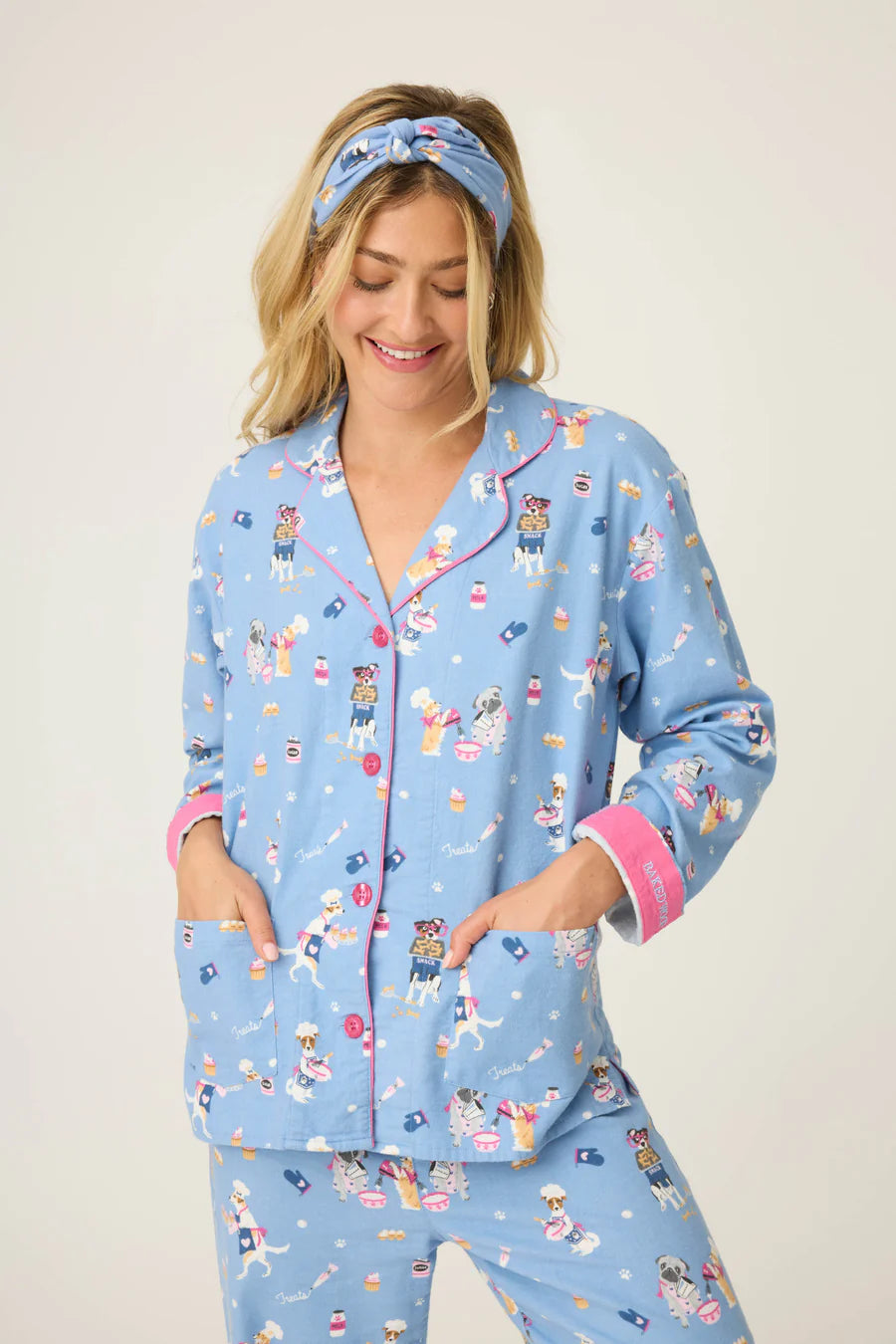 PJ Salvage  Baked Woof Love Dog Print 3-Piece Flannel PJ Set