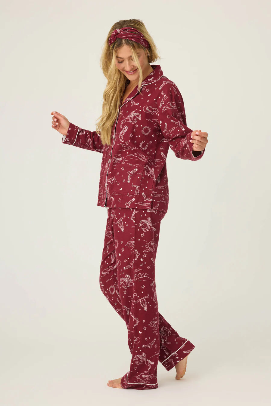 PJ Salvage Hold Your Horses Western Print 3-Piece Flannel PJ Set