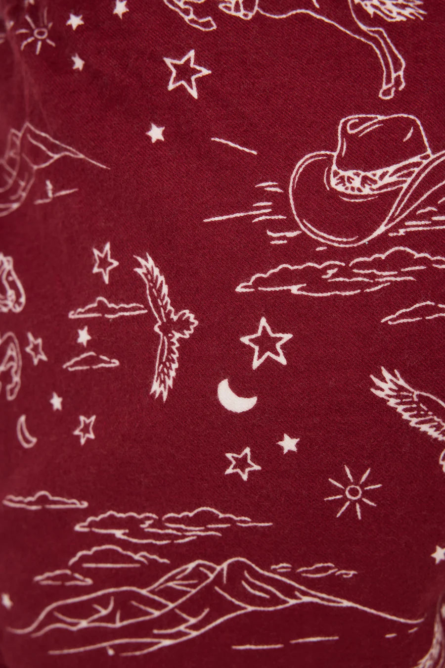 PJ Salvage Hold Your Horses Western Print Flannel Shorts