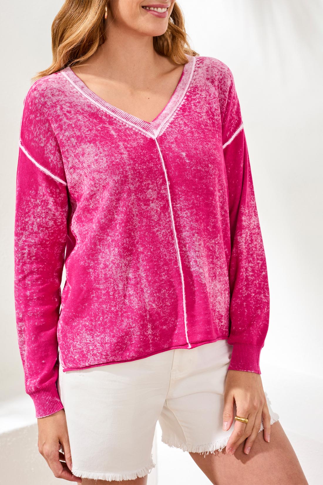 Tribal Cotton V Neck Sweater