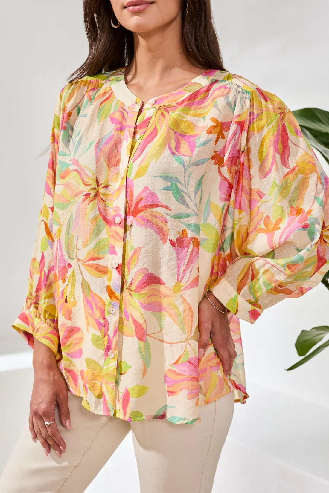Tribal Flowy Dolman Sleeve Blouse - Rosesilk