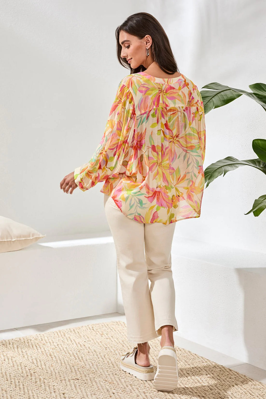Tribal Flowy Dolman Sleeve Blouse - Rosesilk