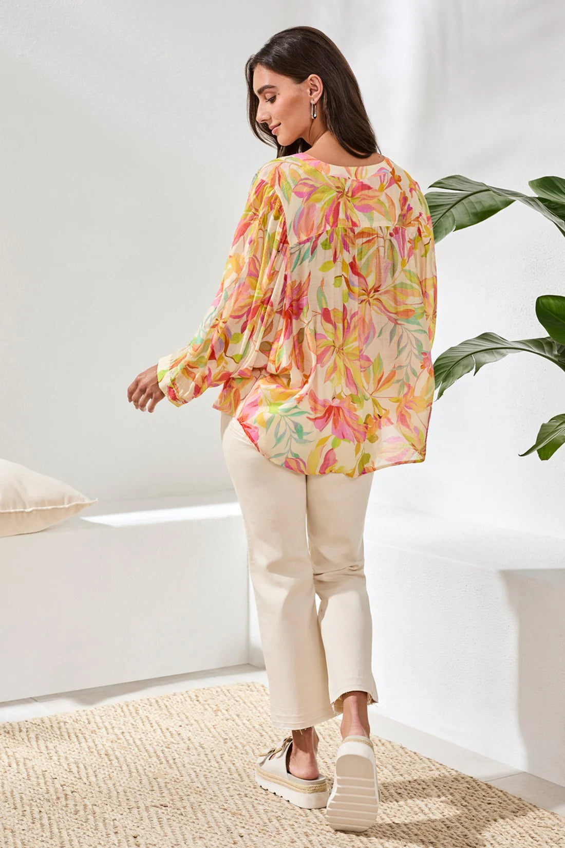 Tribal Flowy Dolman Sleeve Blouse - Rosesilk