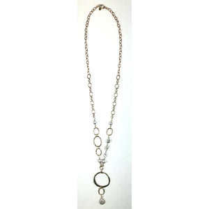 Lost & Found Long Mixed Ovals Chain & Pearl W/Ring & Drop