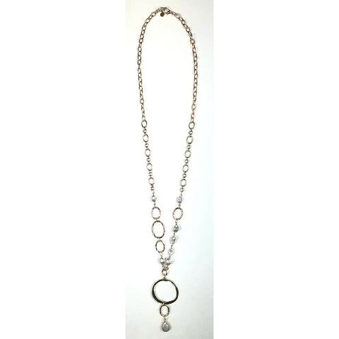 Lost & Found Long Mixed Ovals Chain & Pearl W/Ring & Drop