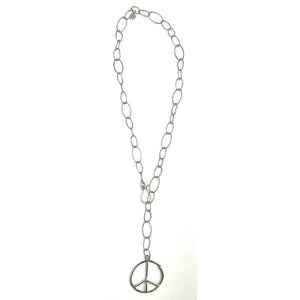 Lost & Found Adjustable Front Hook Chain W/Peace Sign/Ant.Slv.