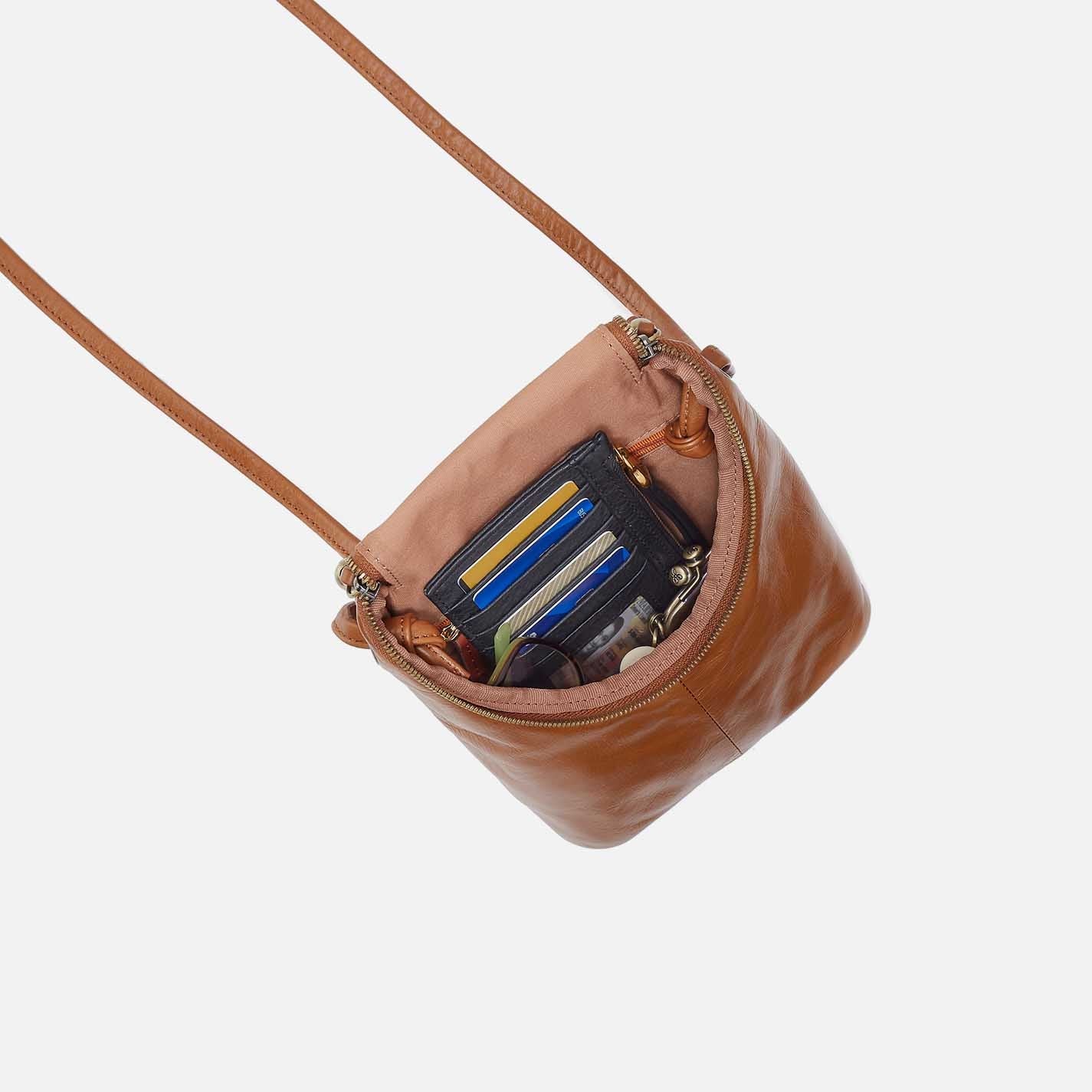 Hobo Fern Small Crossbody, Polished Leather Tuffle