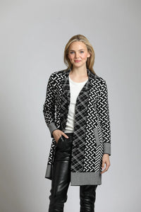 APNY Mixed Media Cardi Coat, Black