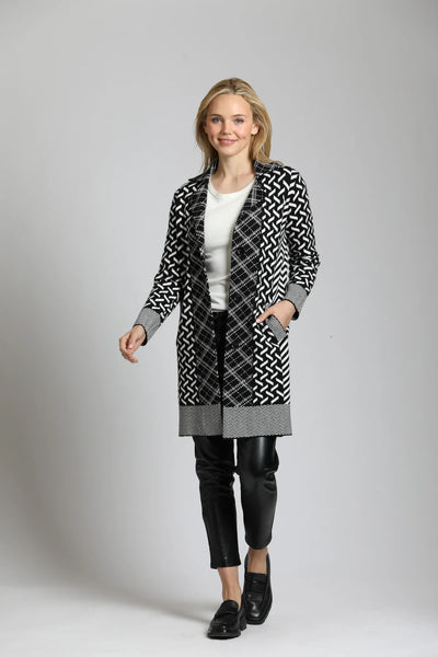 APNY Mixed Media Cardi Coat, Black