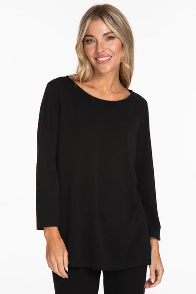 Multiples 3/4 Slv Hi Neck Top Black