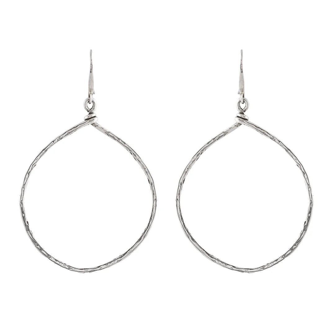 Ritual Sterling Silver Hook W Big Hanging Hammered Silver Hoop With Twisted Top JP1771