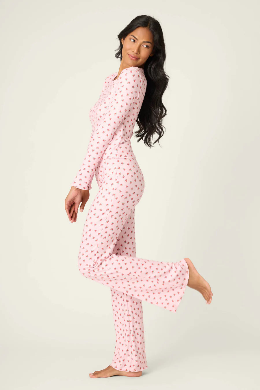 PJ Salvage Crazy For The Holidays Ditsy Floral Print Pants Set