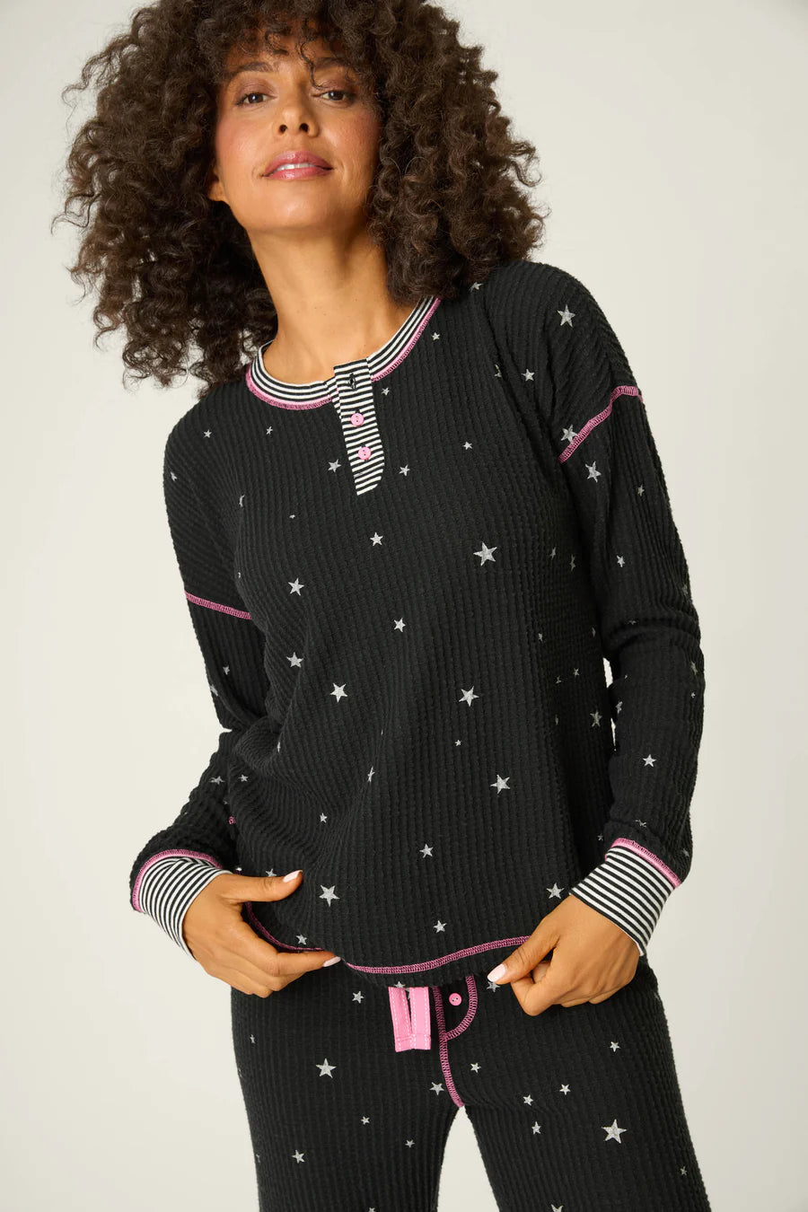 PJ Salvage Ski Jammie Classics Starlight Starbright Black PJ Set