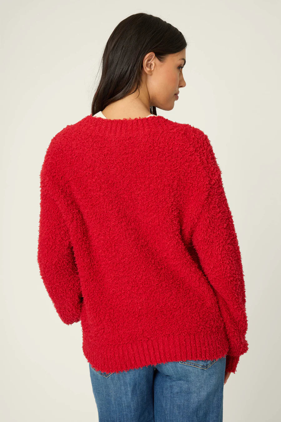 PJ Salvage Bundle Up Boucle Red Cardigan