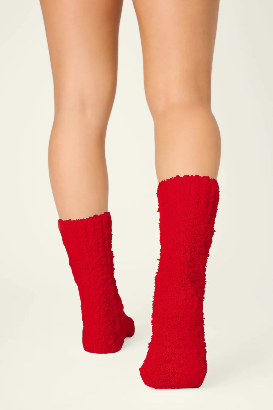 PJ Salvage Bundle Up Boucle Red Crew Socks