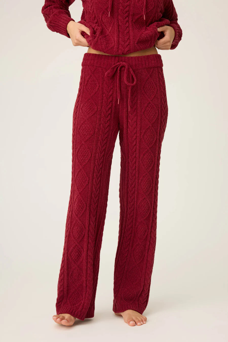 PJ Salvage Chenille Cable Knit Open Leg Pants