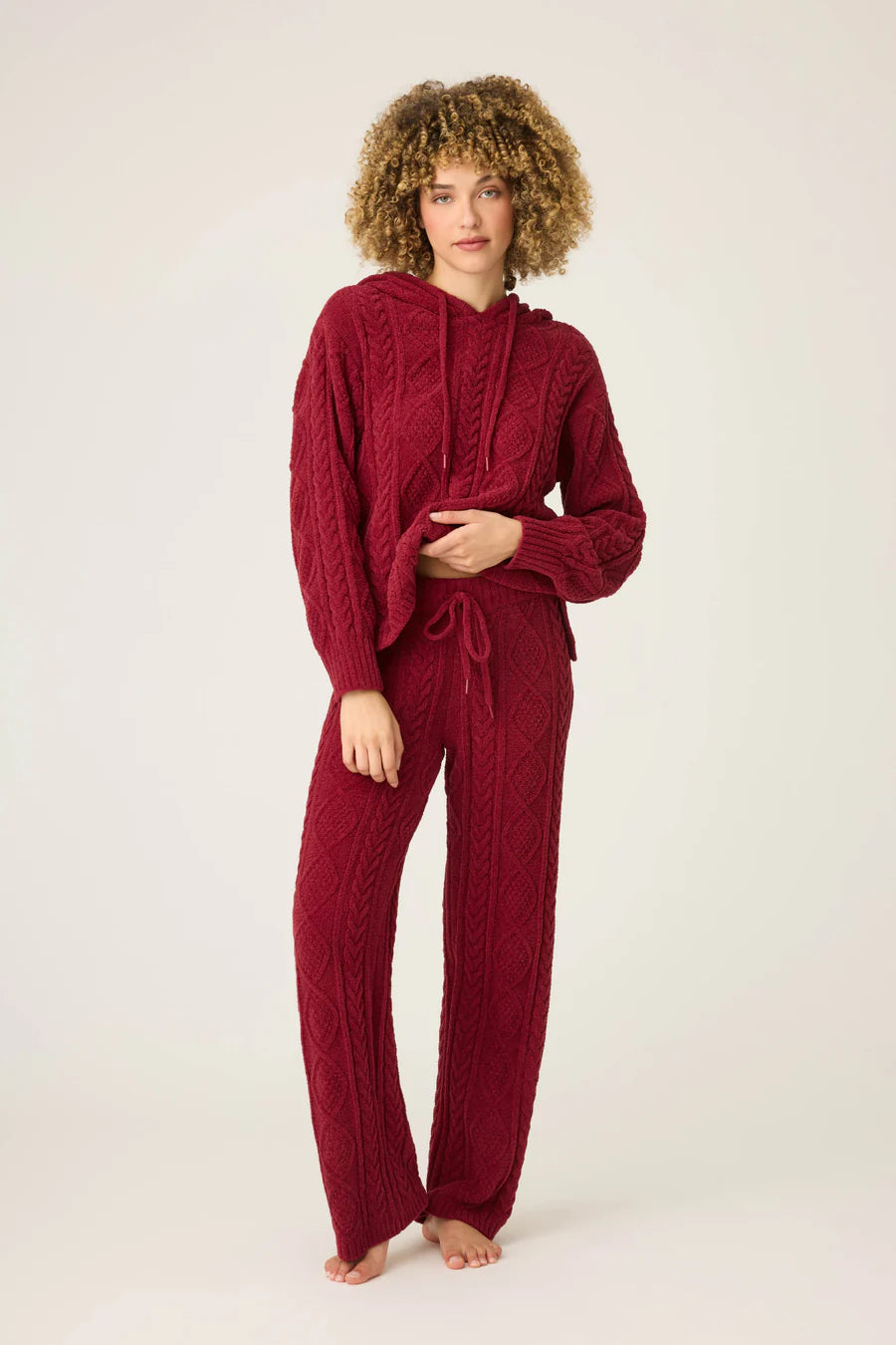 PJ Salvage Chenille Cable Knit Open Leg Pants