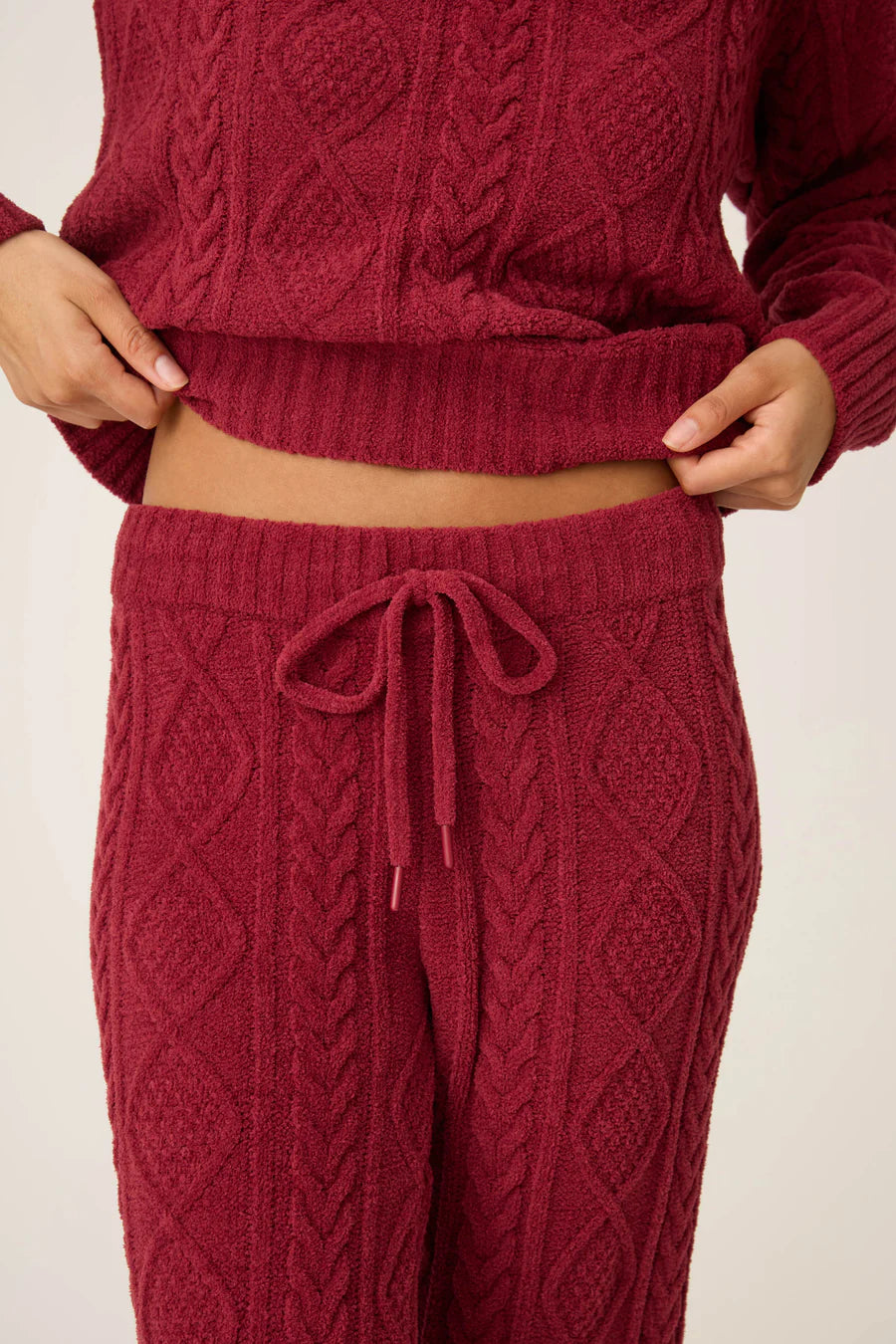 PJ Salvage Chenille Cable Knit Open Leg Pants