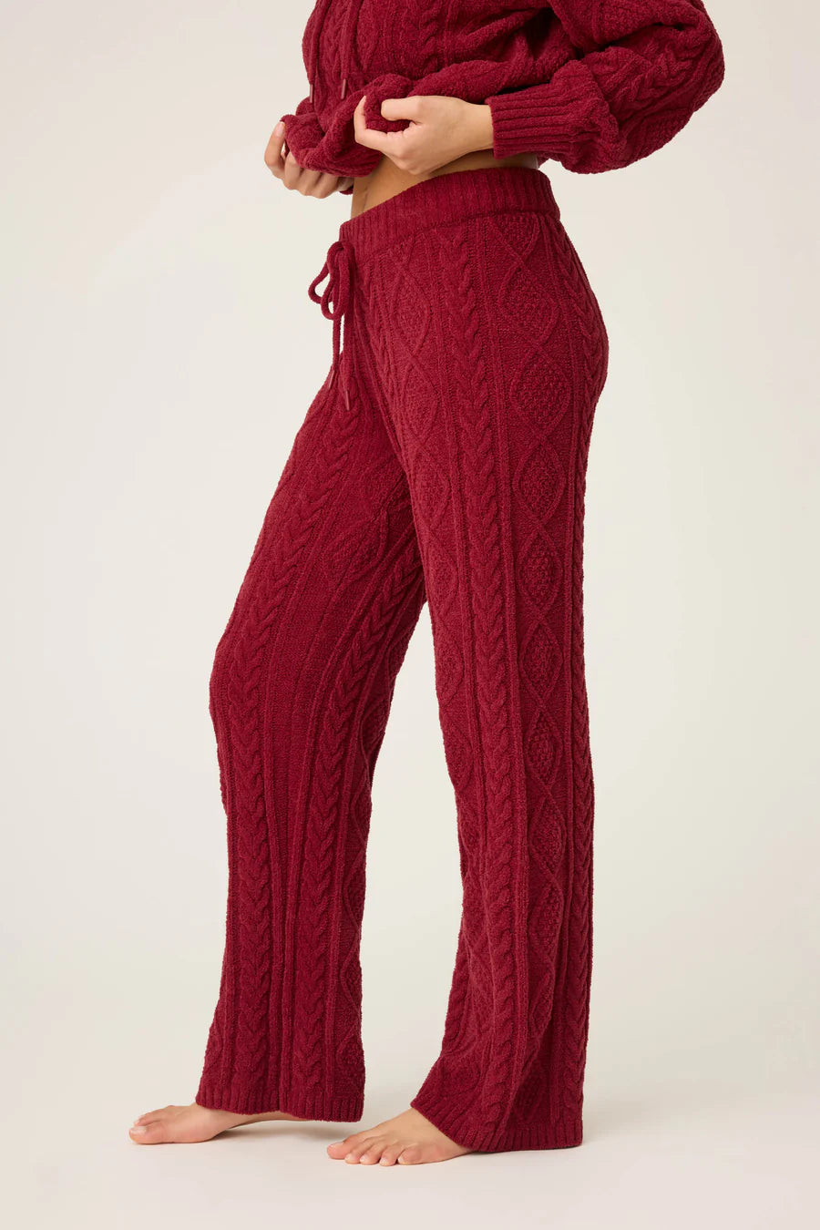 PJ Salvage Chenille Cable Knit Open Leg Pants