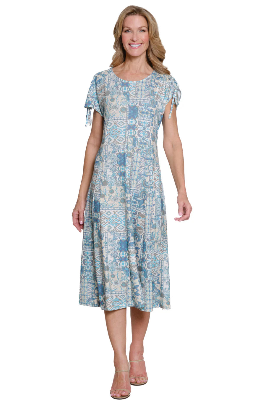 Multiples Drawstring Cap Sleeve Dolman Scoop Neck Dress