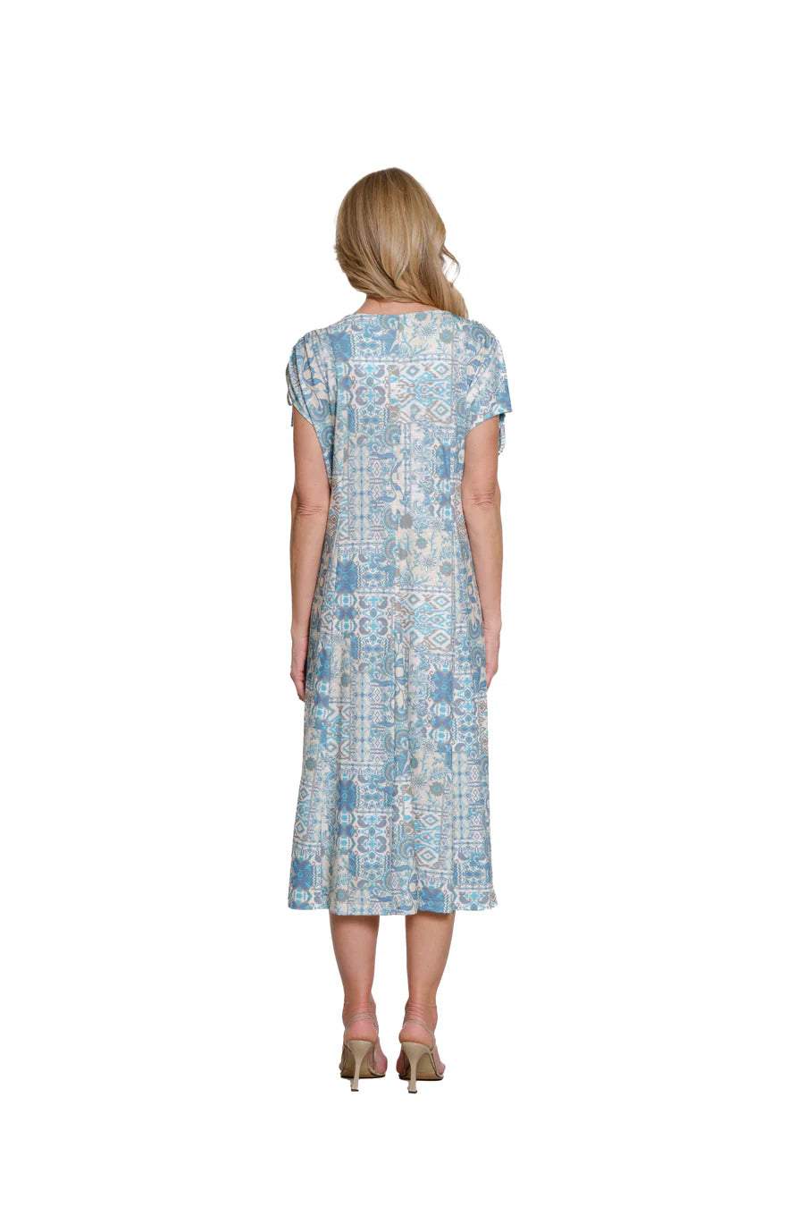 Multiples Drawstring Cap Sleeve Dolman Scoop Neck Dress