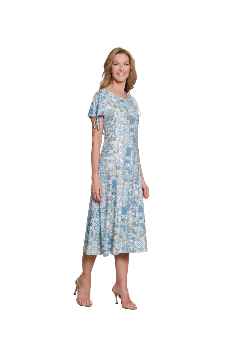 Multiples Drawstring Cap Sleeve Dolman Scoop Neck Dress