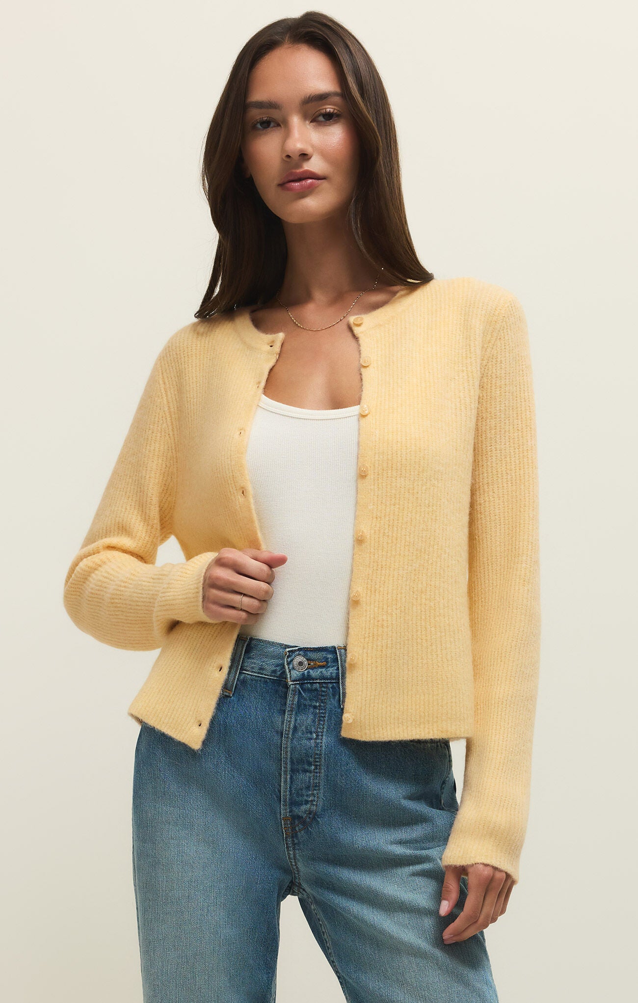 Z Supply Medina Rib Cardigan, Custard
