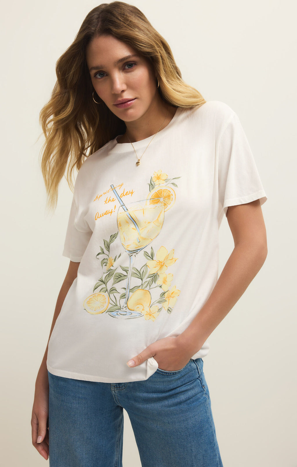 Z Supply Spritz Boyfriend Tee, Sea Salt
