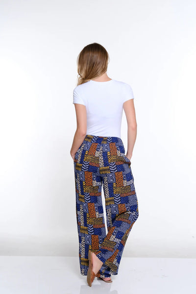 Slimsation Elastic Shirred Waist P/O Wide Leg Pant Pat Multi