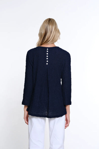 Multiples Pleat Back Woven Top, Midnight