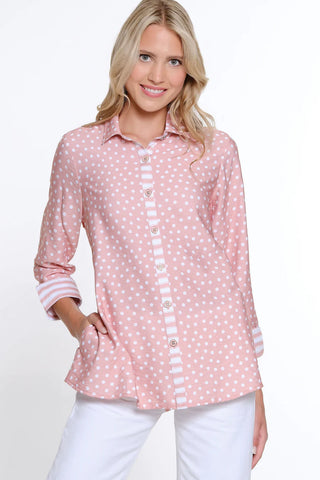 Multiples Turn Up Cuff Button Front Shirt, Blush