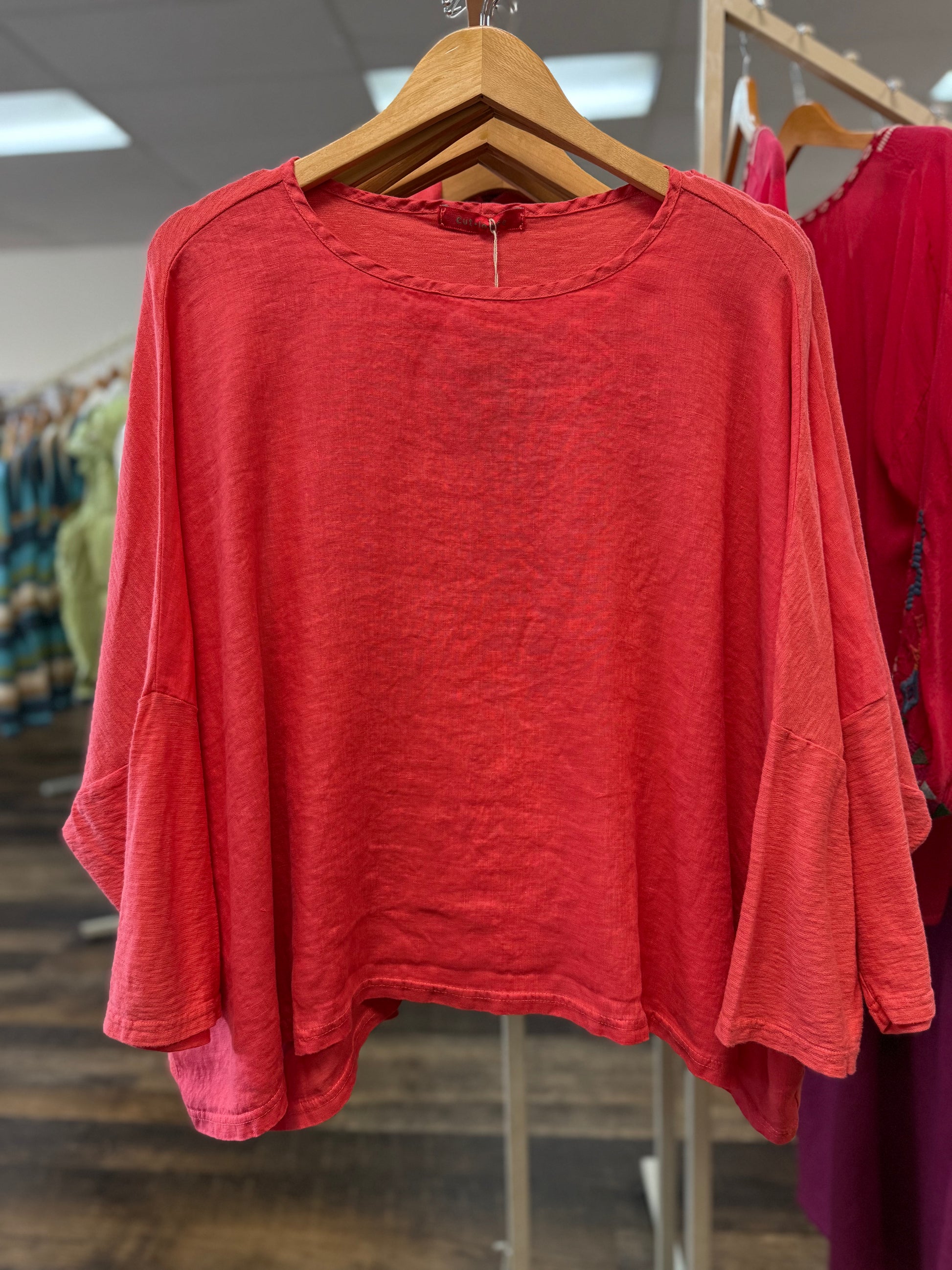 Cut Loose One Size  Crop Top-Linen Combo, Harbor Red