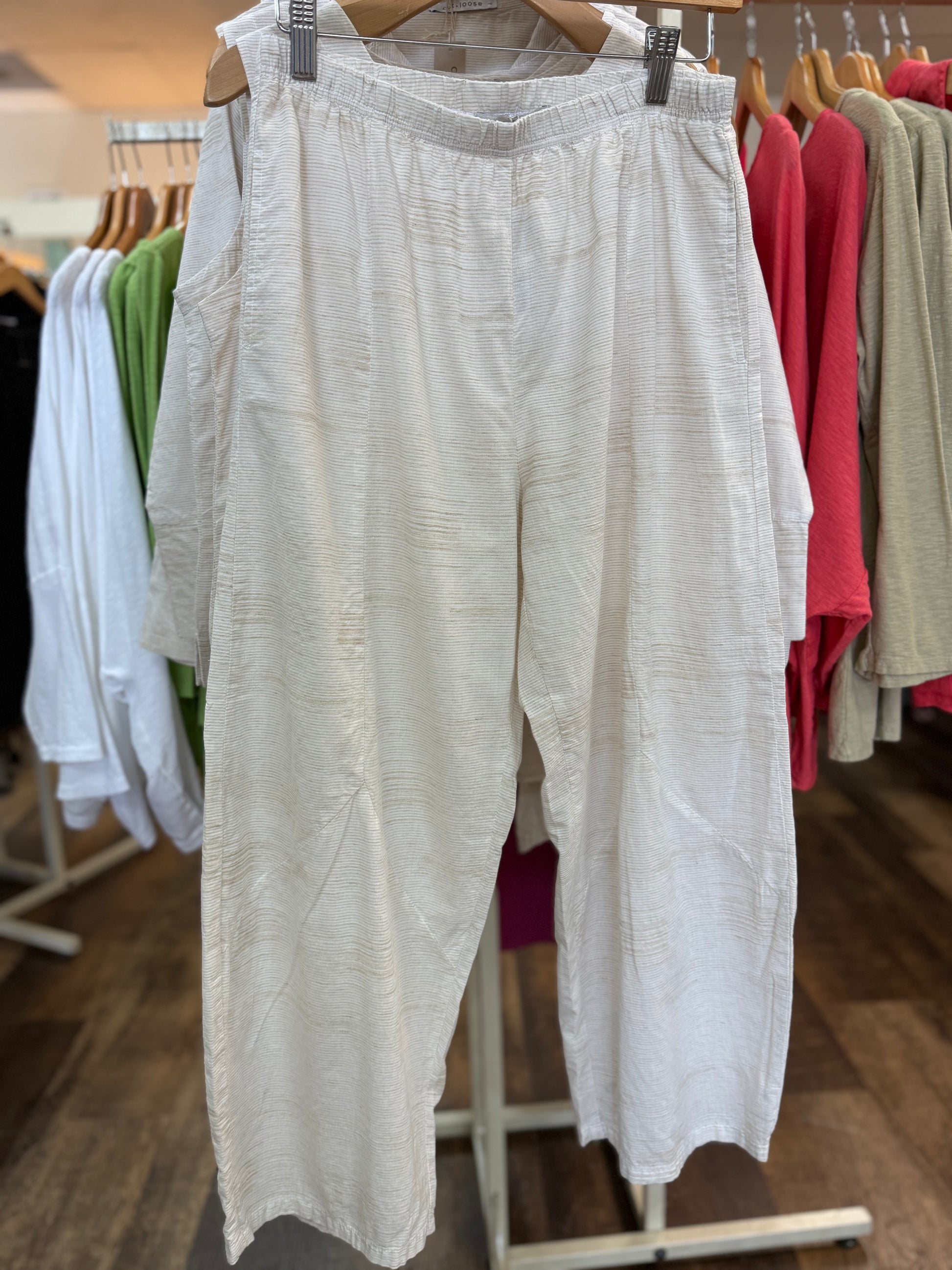 Cut Loose Barrel Crop-Text Mini Stripe, Laundered