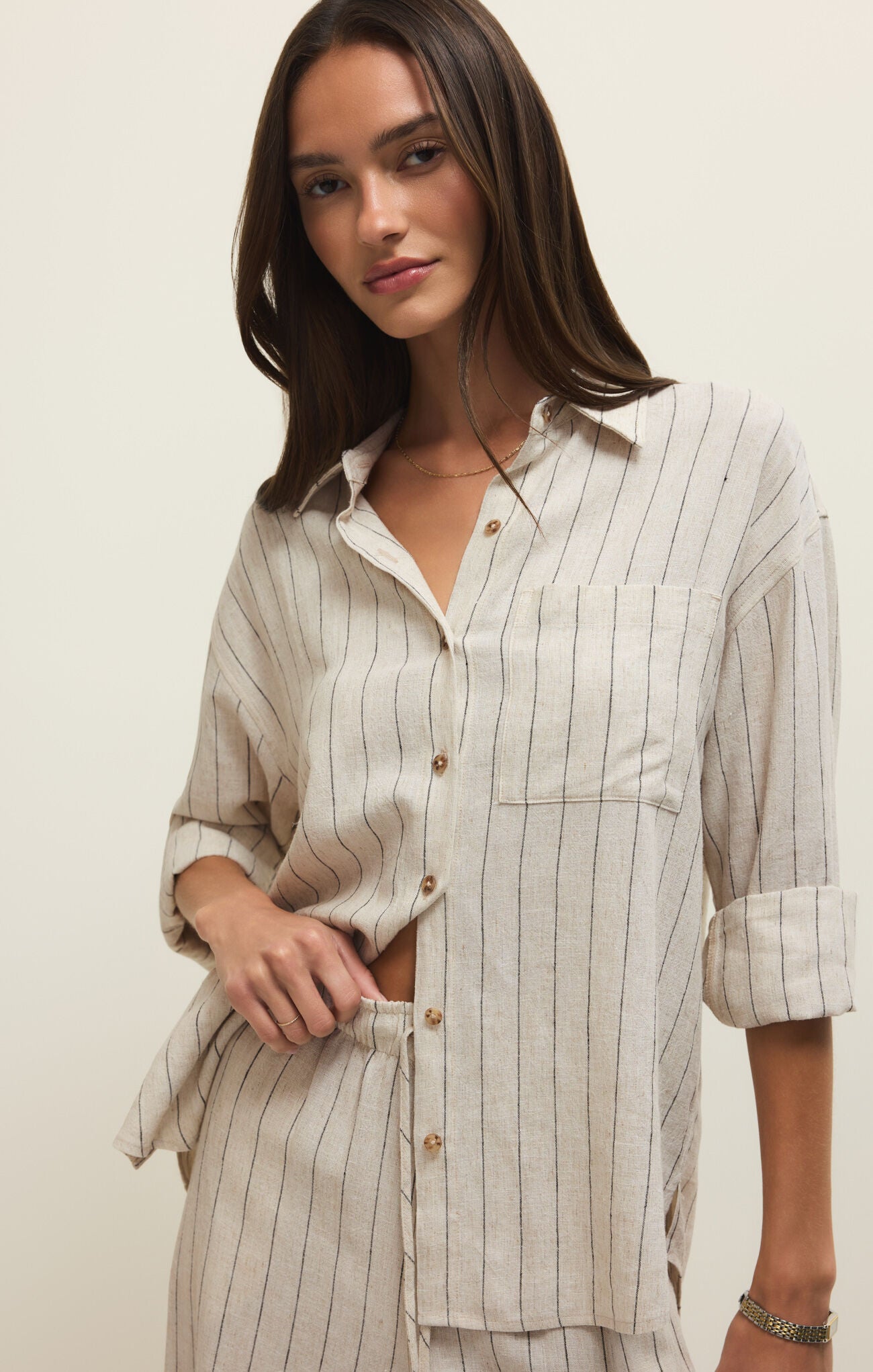 Z Supply Alfie Striped Button Up Top