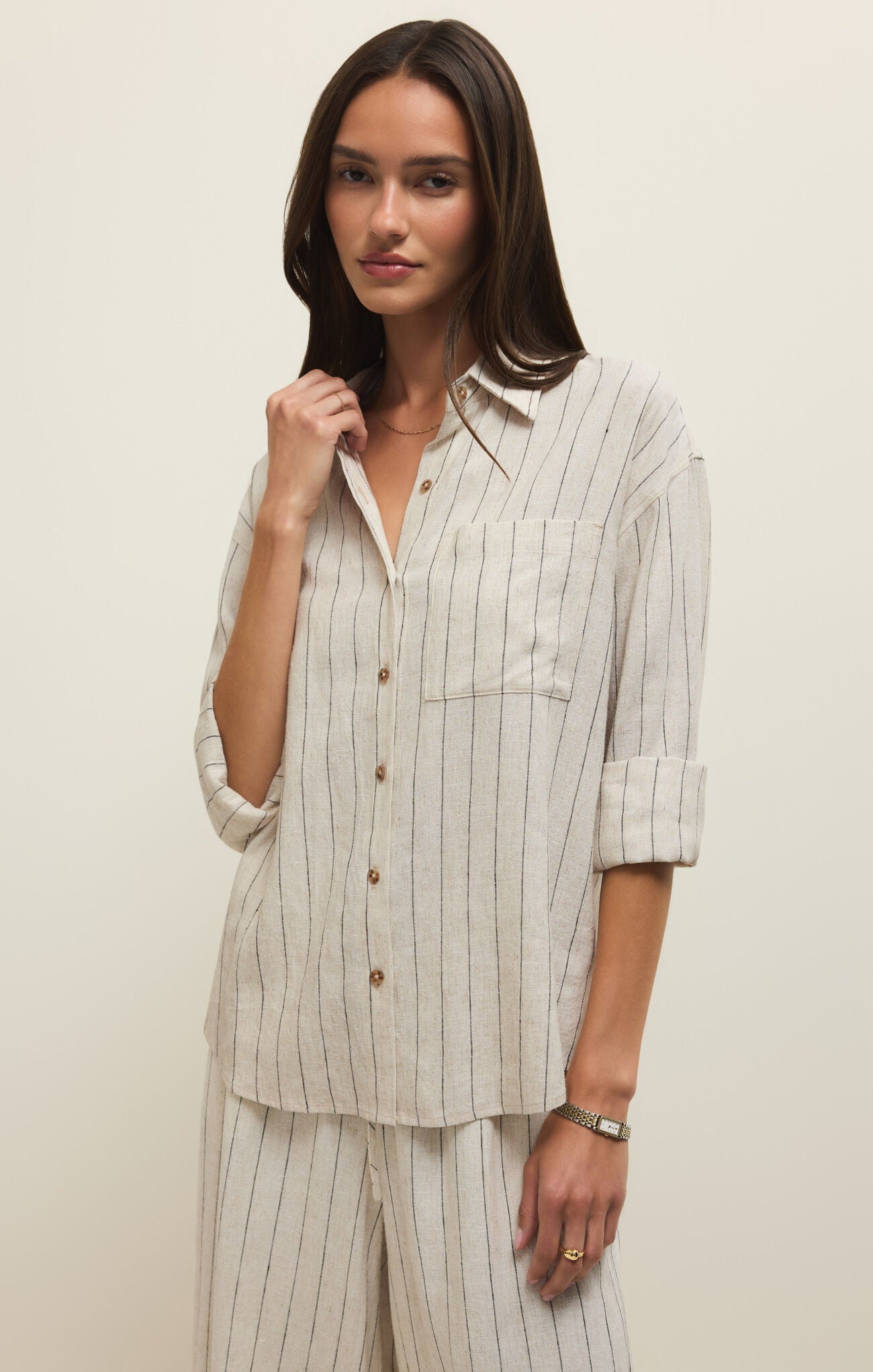 Z Supply Alfie Striped Button Up Top