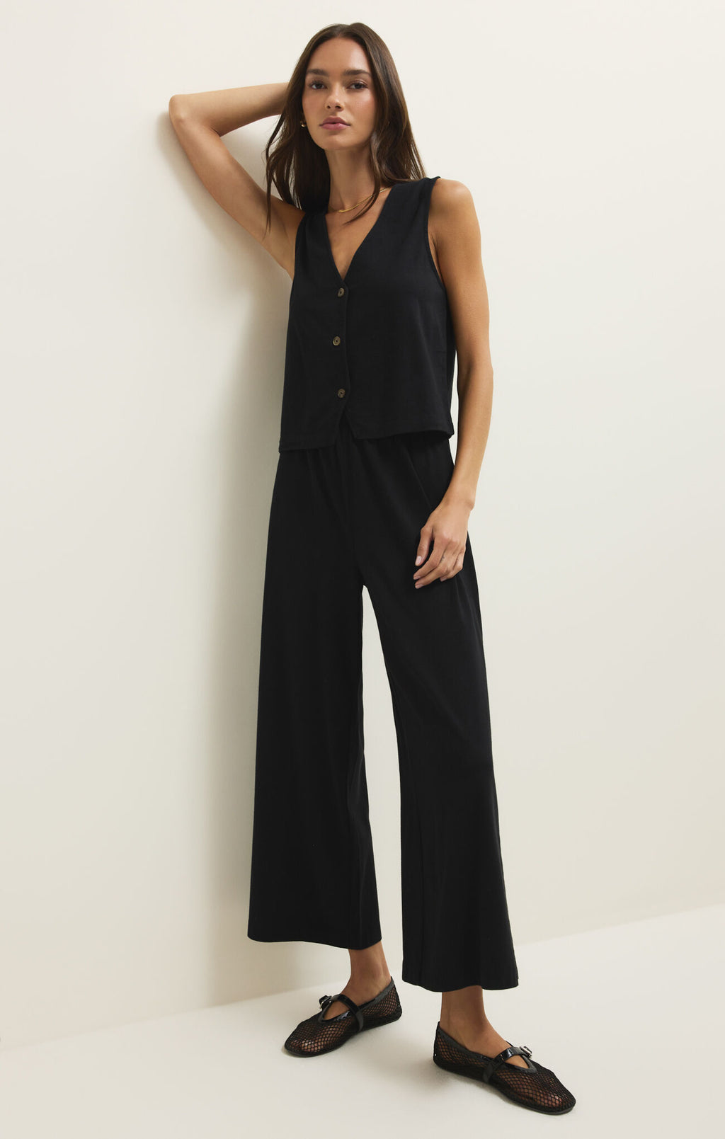 Z Supply Noel Jersey Sleeveless Top & Scout Pant, Black