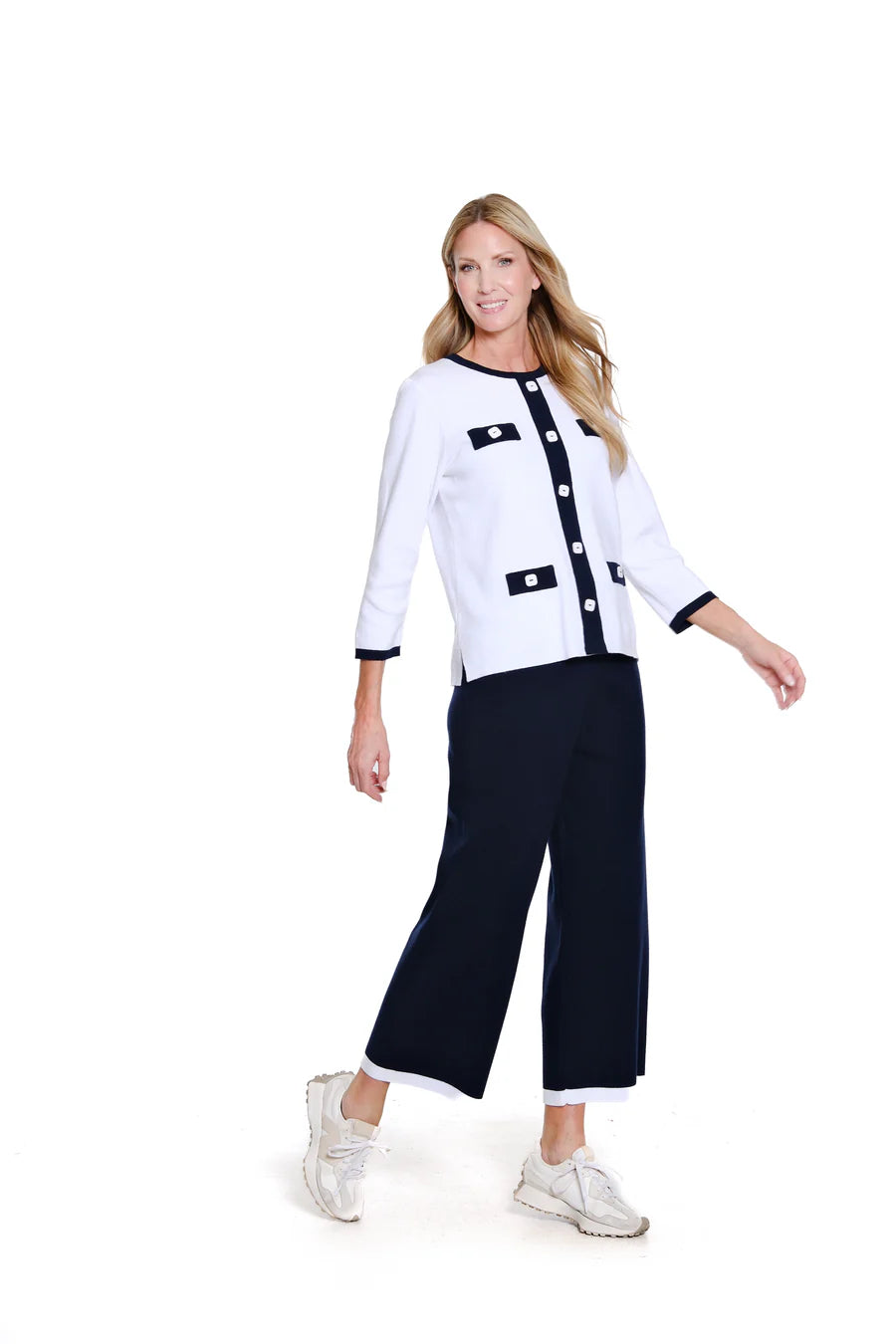 Multiples Pull On Elastic Waist Wide Leg Crop Pant