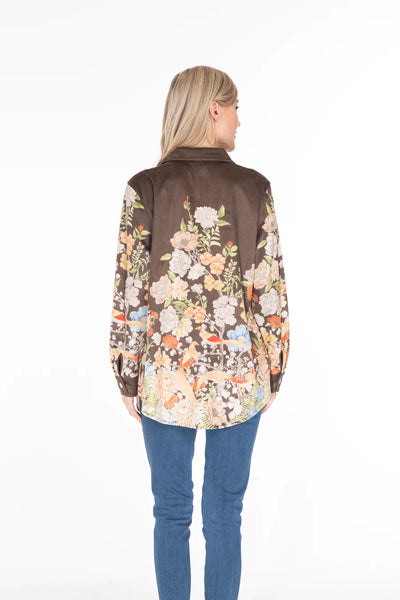 Multiples Cuffed L/S Out Of Africa Shirt Brown Floral