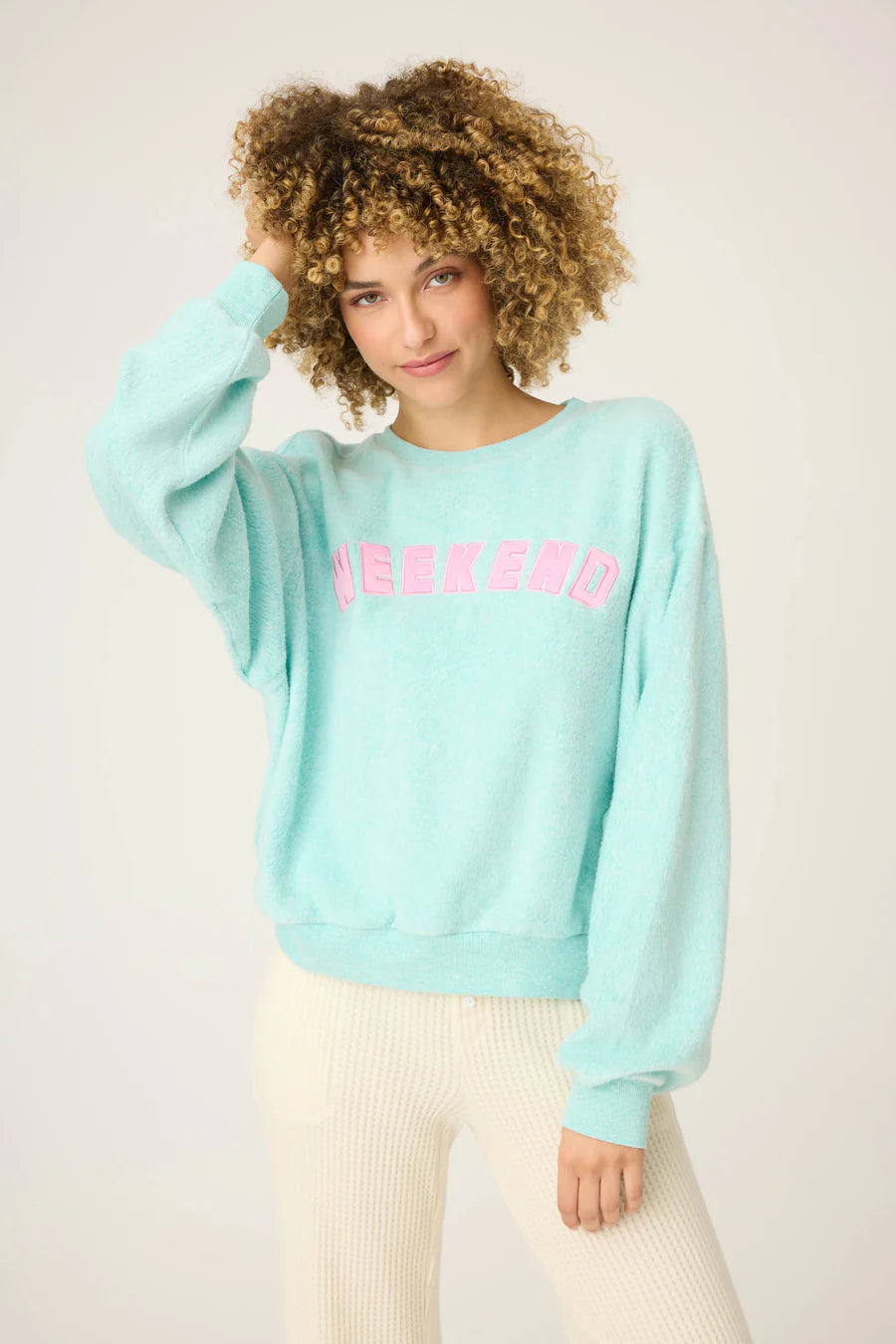 PJ Salvage Secret Garden Weekend Graphic Sweatshirt, Light Mint