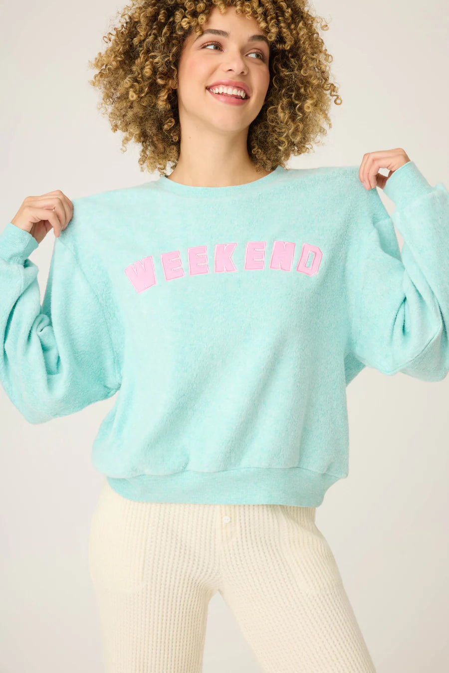 PJ Salvage Secret Garden Weekend Graphic Sweatshirt, Light Mint