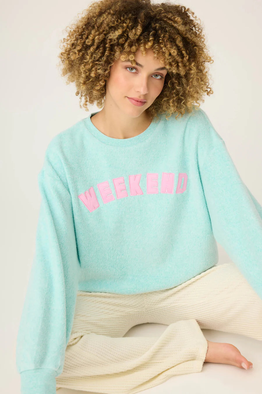 PJ Salvage Secret Garden Weekend Graphic Sweatshirt, Light Mint