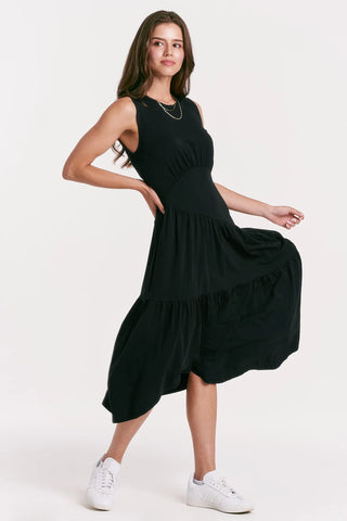 Another Love Rome Asymmetrical Hem Dress, Black