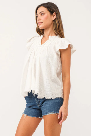 Another Love Aster Billow Blouse, White Gauze