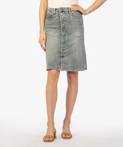 Kut Rose Button Front Denim Skirt