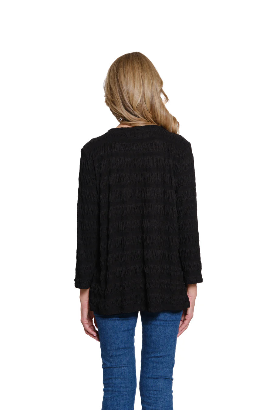 Multiples 3/4 Sleeve Scoop Neck Top, Black