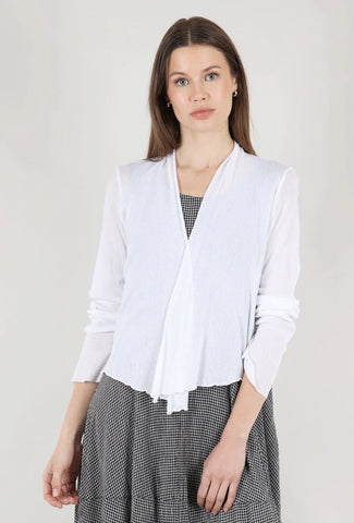 Cut Loose Cropped Cardigan-Tulle, White