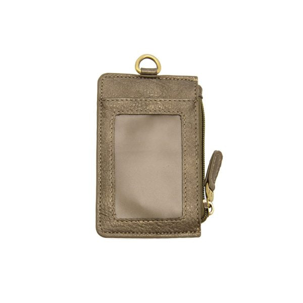 Joy Susan Dolly Small Card Wallet W/Keyring Metallic Dark Chrome